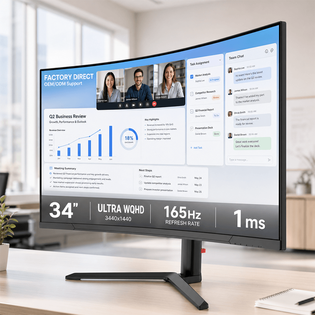 OEM ODM Factory Direct 34 Inch 165Hz 1ms 1500R 4K Ultrawide Gaming Monitor for Game Monitor and Ultra Wide Monitor for Gaming