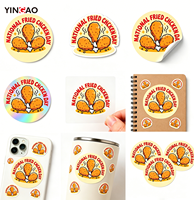 Etiquetas de Vinilo Personalizadas con Logotipo, Impermeables, Autoadhesivas, para Alimentos como Pollo Frito, Etiquetas de Alta Calidad para Cajas, Etiquetas Kiss Cut
