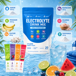 Mélange de poudre d'électrolytes naturels à faible teneur en glucides, fruits biologiques, ingrédients certifiés biologiques, hydratation, soutien énergétique, durée de conservation de 2 ans - Product Image 2