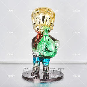 Escultura de resina hecha a mano de <span class=keywords><strong>Donald</strong></span> Duck con acabado cromado brillante, escultura de arte pop de hombre rico del Monopoly, <span class=keywords><strong>pato</strong></span> de dibujos animados con estatua de dos botellas. - Product Image 3