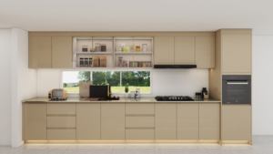 Armoire de cuisine contemporaine en contreplaqué massif, personnalisable pour appartement, villa, fabrication à Foshan - Product Image 2