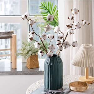 Fleurs séchées artificielles en coton 48 cm, bouquet blanc préservé, décoration de Noël, longue durée, réutilisable, décoration d'intérieur - Product Image 1