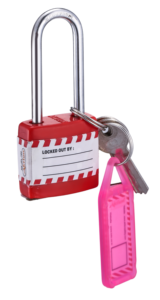 Cadenas de sécurité industriel avec système de verrouillage haute sécurité, étiquette d'identification de clé et finition thermolaquée pour une sécurité maximale - Product Image 2
