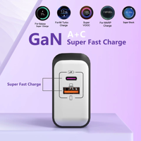 Chargeur rapide GaN 120W USB-C PD3.0 QC3.0 Super Vooc, adaptateur de charge rapide 30W, prise US EU UK pour OPPO Vivo