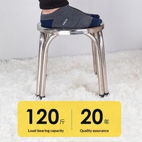 Tabouret rond multifonctionnel en acier inoxydable, à poser au sol, argenté, à quatre pieds, pour restaurant, hôtel, cantine