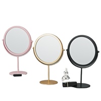 Miroir de maquillage rond en métal chromé, miroir cosmétique de vanité avec organisateur de bijoux, couleur personnalisée, nouvelle collection,