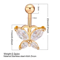 Pendentif papillons transparents, anneau pour le nombril, bijou de ventre, Piercing pour le corps, vente en gros,