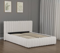 Lit à sommier tapissier en tissu capitonné de style moderne, taille king, avec cadre en bois, fabrication directe d'usine, qualité supérieure, commandes en gros B2B