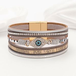 Punk Leather Bracelet Seamless Laser <b>Engraved</b> Logo Synthetic Opal Detail Holiday Gift for Women Balanced Weight Distribution - Product Image 3