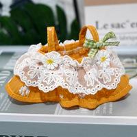 Pour LABUBU première et deuxième génération haut ouvert coton chapeau de paille ensemble pendentif dessin animé jouet vacances d'été Style hawaïen