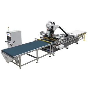 Roteador CNC para troca automática de ferramentas 4x8 ATC 1325 com mesa de material de carregamento superior e inferior