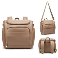 Sac à dos à langer en cuir grande capacité personnalisé pour maman, avec matelas à langer intégré, idéal pour les voyages
