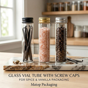 Fioles Flacons en <span class=keywords><strong>Verre</strong></span> pour Vanille Longs Tubes <span class=keywords><strong>à</strong></span> <span class=keywords><strong>Essai</strong></span> <span class=keywords><strong>avec</strong></span> Bouchons en Aluminium, 18x180 mm et 20x200 mm - Product Image 1