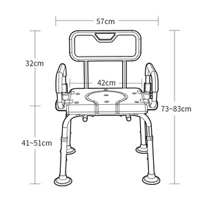 Chaise de douche réglable Hang Seng en alliage d'aluminium, capacité de charge 300 kg, antidérapante, pour personnes âgées et handicapées, équipement de sécurité pour la salle de bain - Product Image 2