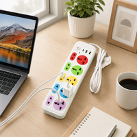 Regleta de alimentación universal industrial de latón con 10 tomas, logotipo personalizado al por mayor, colorida, con múltiples enchufes, 2 USB-A y 1 USB-C