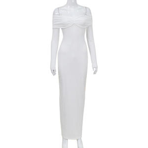 <span class=keywords><strong>Robe</strong></span> plissée taille-hanche à manches longues à motif solide pour femmes robes de soirée sexy - Product Image 5