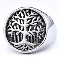 Bague Chevalière Vintage en Acier Inoxydable 316L, Motif Arbre de Vie Géométrique, Style Nordique Celtique, Classique, pour Hommes et Femmes, Bijou Tendance CMA pour Fêtes