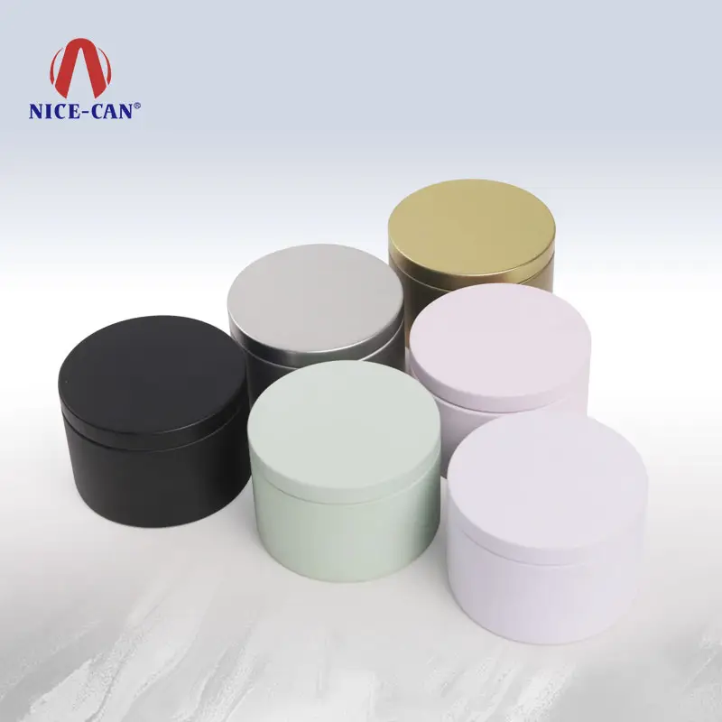 अच्छा-फैक्टरी धातु पैकेजिंग कस्टम आकार लोगो मुद्रित कर सकते हैं उच्च गुणवत्ता ठोस रंग के साथ 8oz दौर मोमबत्ती टिन ढक्कन