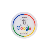 Cartes NFC en acrylique Dia 100mm Étanches RFID 13.56MHz Mini balise NFC avec code QR et avis Google