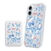 Coque transparente magnétique couleur cerise + sac pour cartes Convient pour iPhone 16 15 14 13 12 Pro Max TPU + PC Back Cover
