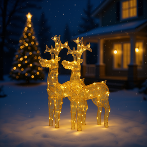 Luci natalizie a forma di renna in acrilico, bianco caldo, set da 2, decorazione festiva per le vacanze, con spina da parete, controllo manuale - Product Image 2