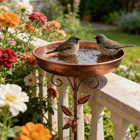 Ornamen Taman Vintage Besi untuk Luar Ruangan, Tempat Mandi dan Makan Burung dengan Tiang, Dekorasi Air Mancur untuk Halaman & Rumput