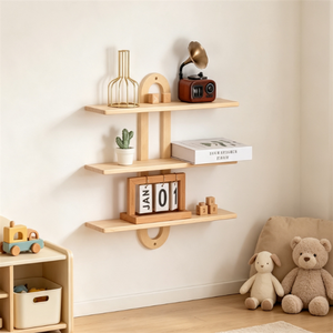 Hot Selling Wooden <b>Wall</b> Mounted Storage Rack Towel Holder Bookshelf Display Stand for Livingroom Bedroom - Product Image 3