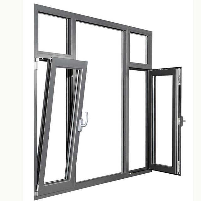 Tilt Turn Casement Windows with Double-layer Glass Modern Minimalist Design PVC Frame for Hotel Living Room Bedroom & Villa