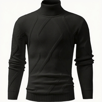 Pull en maille slim décontracté pour homme, col montant, respirant, anti-rétrécissement, anti-plis, en polyester, 380g