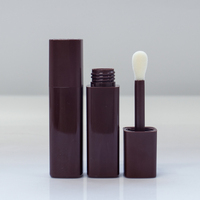 Tube carré mat vide pour brillant à lèvres de 17 ml, flacon en plastique couleur unie pour huile à lèvres avec applicateur éponge rond