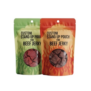 Stand Up Beef Jerky Bags Food Grade Mylar <b>Material</b> Resealable Zipper Custom Printing Service for Small Business Bulk Packaging - Product Image 1