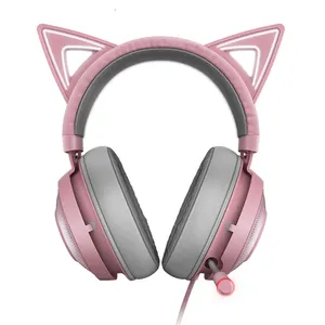 Razer kraken fone de ouvido com fio para jogos, fone de ouvido gamer barato, com fio, kraken kitty edition, ergonômico, com fio, para jogos