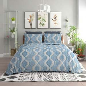 Luxury 100% Cotton Geometric Printed Bedsheet Set 2 <b>Pillow</b> Covers | Eco-Friendly 300tc Soft Breathable Home Bedding | OEM ODM - Product Image 1