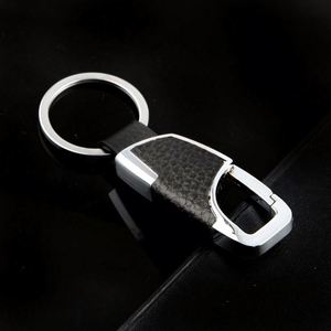 Custom Logo Metal Key Chains Waist Hanging Keychains Key Holder Men Best Gift Keyring Real Pebbled <b>Leather</b> <b>Keychain</b> - Product Image 4