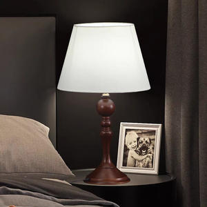 New American-<b>Vintage</b> Solid Wood <b>Table</b> Lamp Wabi-Sabi Style Remote Control Dimming Personalized Creative <b>Bedside</b> Decor for - Product Image 1