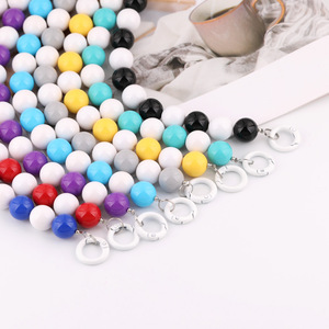 Correa para teléfono móvil con cuentas acrílicas de 16 mm, llavero para manualidades, accesorios de bricolaje, color blanco y naranja - Product Image 2