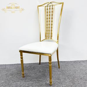 Silla de Comedor de Acero Inoxidable de Lujo para Hotel, Precio de Fábrica, Venta al por Mayor, Respaldo Alto Dorado, para Fiestas, Eventos y Bodas - Product Image 6