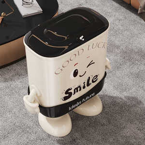 Smiling Trash Can Large Size Rectangular With Lid Indoor Use For Living Room And Bathroom Multi Functional Waste Bin - Product Image 2