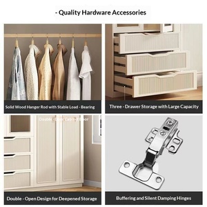 <span class=keywords><strong>Armoire</strong></span> Moderne pour Enfants en Bois Massif Écologique, Penderie Autoportante Grande Capacité pour Chambre Compacte, Meuble de Rangement Personnalisé - Product Image 5