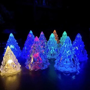 <b>LED</b> Christmas Crystal <b>Night</b> <b>Light</b> Christmas Tree Lantern Iceberg Warm WhiteTable Lamp Button Battery Home Party Xmas Decoration - Product Image 1
