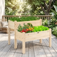 Lit de jardinières en bois à 2 niveaux avec pied Fournitures de jardin à domicile Lit de jardin surélevé pour fleurs et plantes