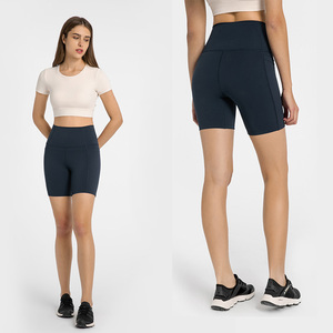 Pantalones Cortos Deportivos Eyun de Cintura Alta para Yoga, Correr y Ciclismo, con Bolsillos, para <span class=keywords><strong>Mujer</strong></span> - Product Image 4