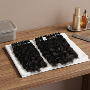 Indian Remy Human Hair Extensions 18 Inch Deep Wave Weave <b>Double</b> Drawn Machine <b>Double</b> Weft Natural Black Color - Product Image 1