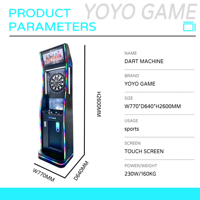 Machine de fléchettes électroniques à monnayeur, commerciale, connectée en réseau, avec interface en anglais, personnalisable pour bar et jeu de fléchettes sur cible
