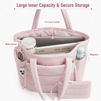 Sac fourre-tout matelassé rose de luxe personnalisé avec logo, grande capacité, multi-poches, fonctionnel, pour maman