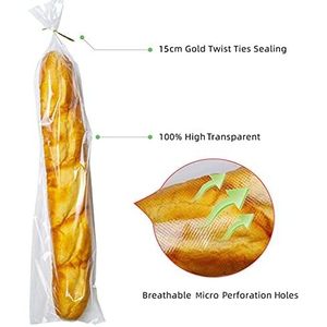 200Pcs 11x18 Inch Bottom Gusset <b>Bread</b> <b>Bags</b> Clear Plastic Micro Perforated For Homemade <b>Bread</b> Storage - Product Image 2