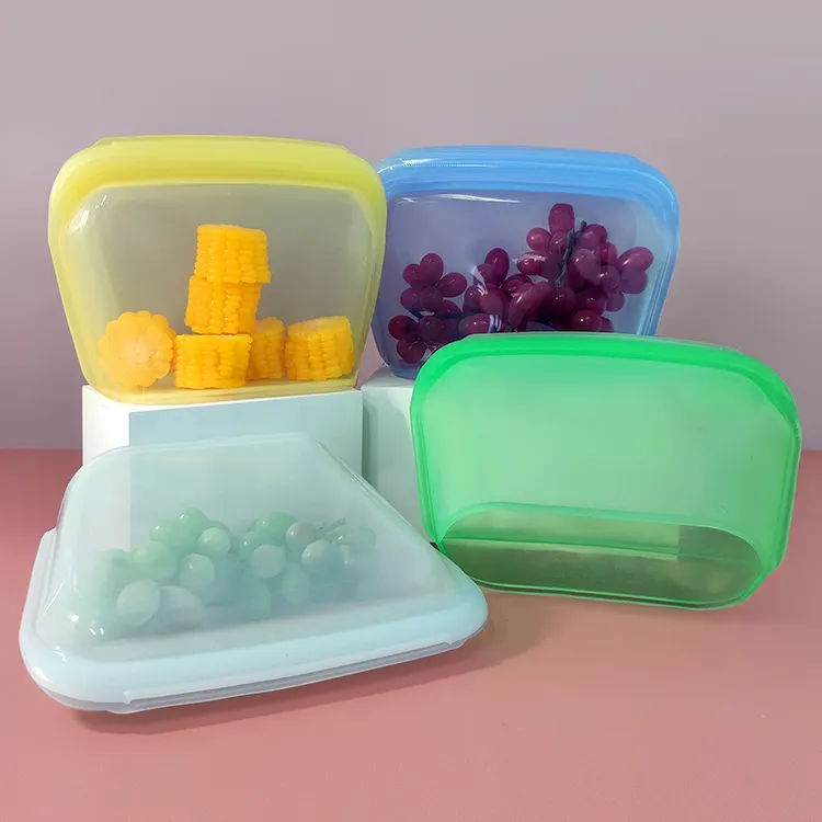 Good Sealing 1300ML Silicone Food Bags Zip Standing Reusable Freezer Kitchen Storage Organizers