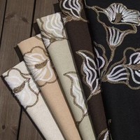 Penjualan Langsung Pabrik Kain Brokat Linen Hanfu Berlapis PA Jacquard Tepi Emas Bordir Bunga Terompet Renda Jala