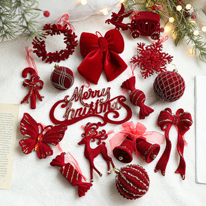 Adornos Navideños de Lujo con Forma de Alce y Copos de Nieve Rojos, Decoraciones Colgantes para Fiestas Navideñas - Product Image 1