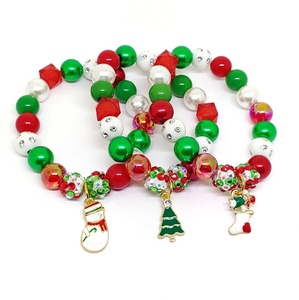 Christmas Tree Santa Claus <b>Bracelet</b> Alloy Snowman Pendant <b>Beaded</b> <b>Bracelet</b> for Girl Kids - Product Image 1